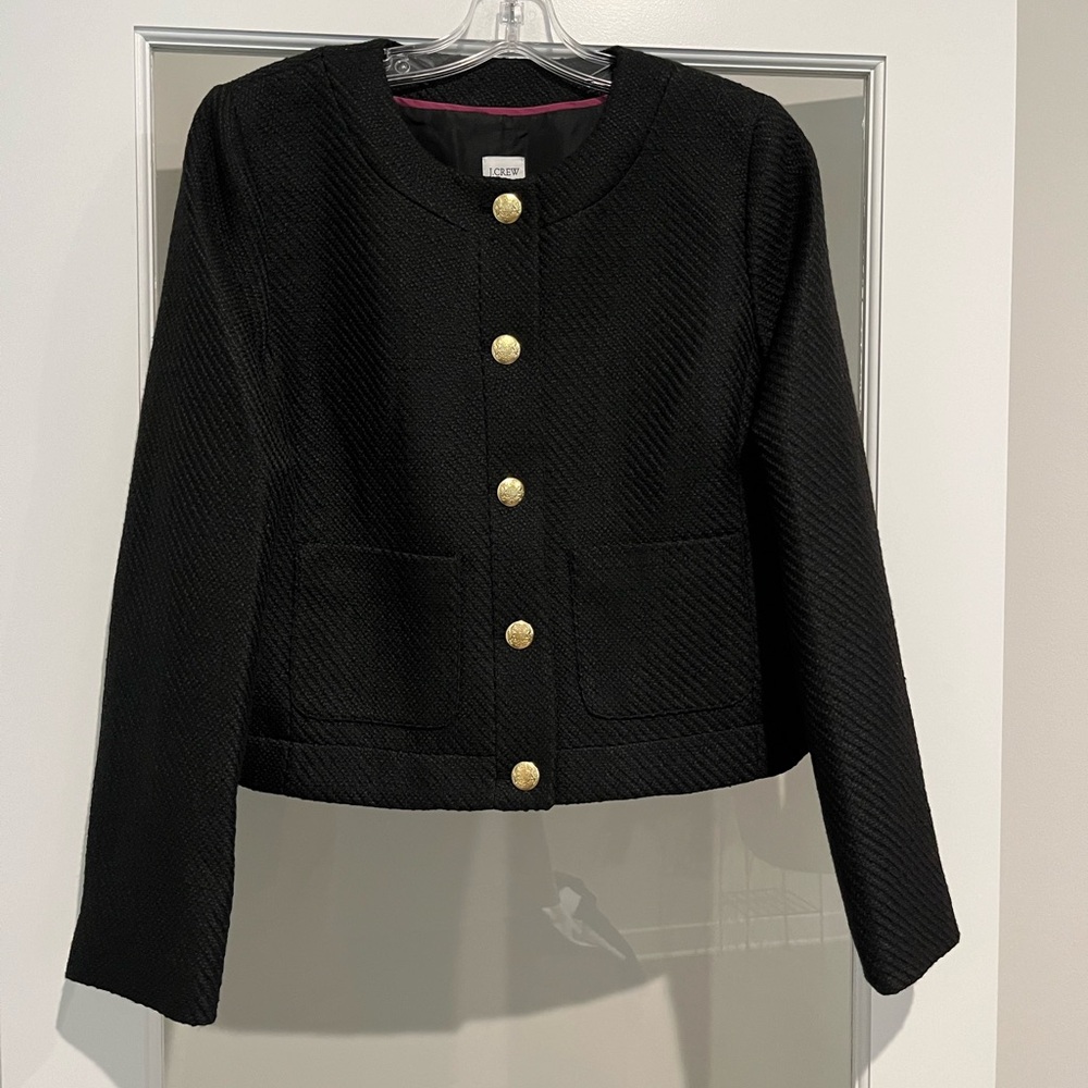 J CREW MERCANTILE TWEED LADY JACKET SIZE 8 BLACK NWT! - Picture 3 of 5
